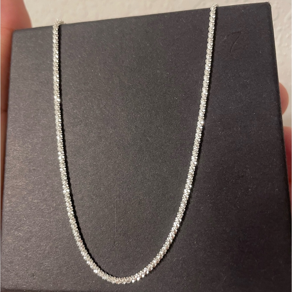 16in Italian 925 silver twisted rock necklace